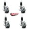 Service Caster 3'' Gray Poly Swivel 1-5/8'' Expanding Stem Caster Set with Brake, 4PK SCC-EX20S314-PPUB-TLB-158-4 - alternate 3